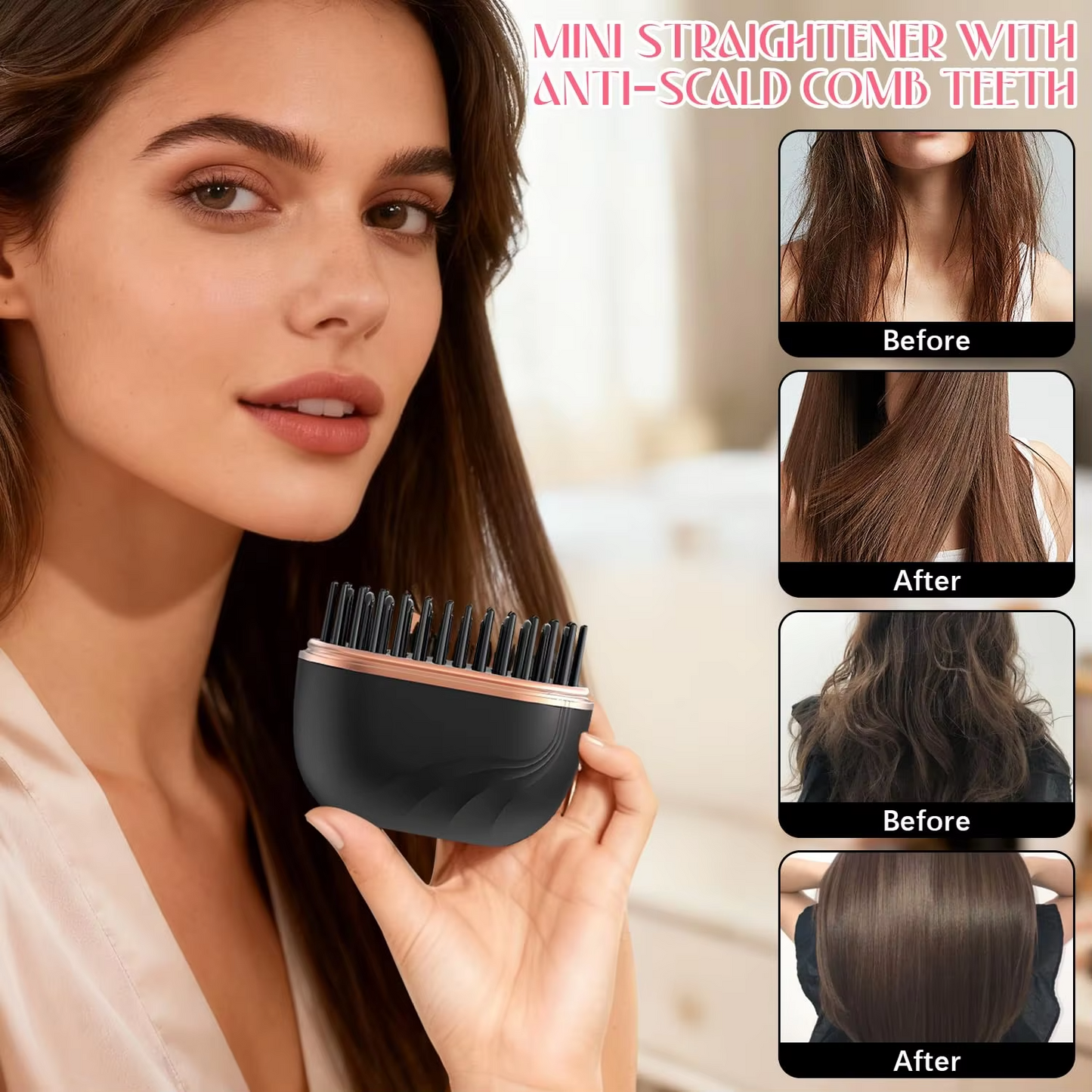 Mini Hair Straightening Comb Wireless